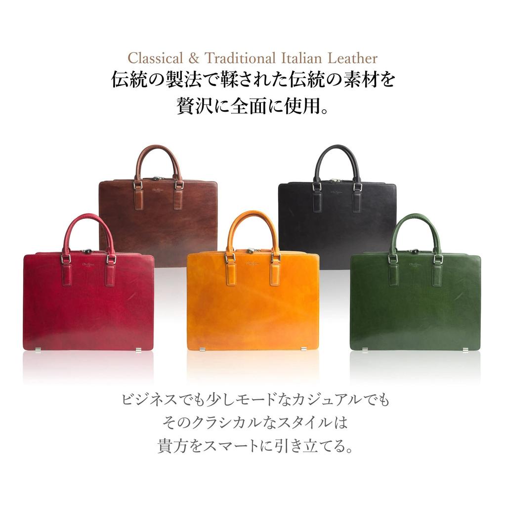 Business Bag Genuine Leather Briefcase Italian Leather Bottom Stud Free Standing Bag Sales A4 Documents 13 Inch Laptop Shoulder Bag Dark Brown [Dom