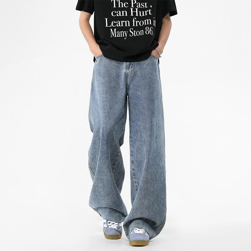 

Ретро джинсы Весна Новый стиль Мужские свободные прямые широкие брюки Универсальные повседневные брюки 3XL