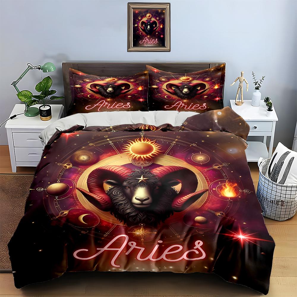 Zodiac Ram Design. Bedding, Duvet Cover Sets, Duvet Covers, Pillowcases, Birthday Gifts (1 * Duvet Cover 2 * Pillowcases, Without Duvet Insert)