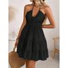 Women's Strapless V-Neck Ruffle Patchwork  Sexy Off-Shoulder Dress