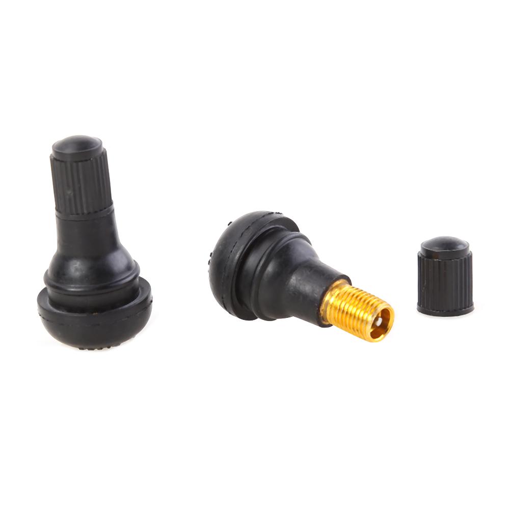 100Pcs TR412/TR413/TR414 Snap In Short Black Rubber Valve Parts TR412 Tubeless Band Band Valves For Car Motorcycle Parts