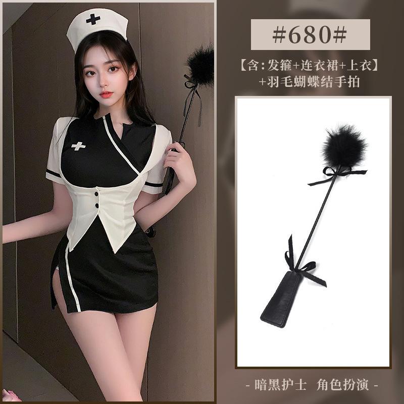 Exotic SM Halloween Nurse Uniform Temptation Sexy Bag Hip Skirt Detachable Cossuit Dress Elegant Sweet Korean Women Dress 2RJX