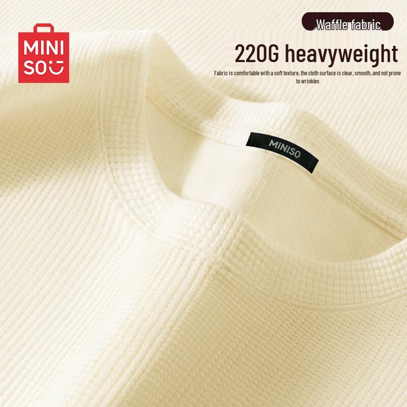 MINISO Men's Waffle Knit Heavyweight Casual T-Shirt