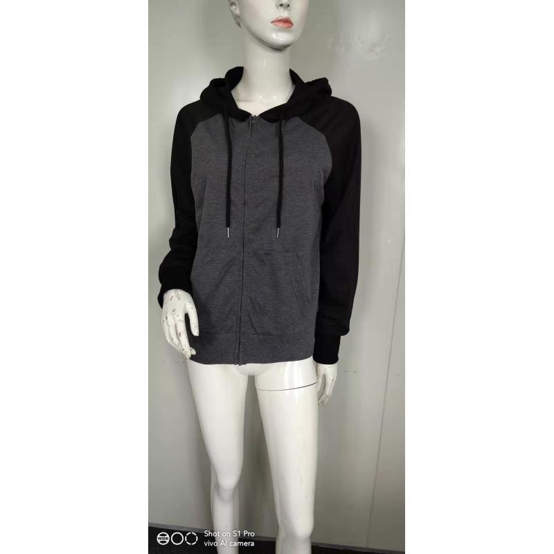 Women's autumn and winter fashion versatile long-sleeved zipper drawstring hooded sweatshirt