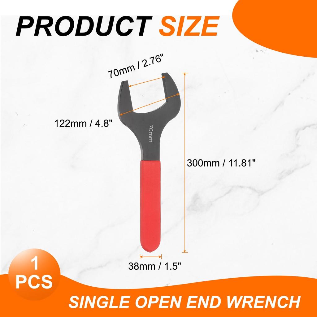 Uxcell Single Offset Angle Small Flat Head Blackening Wrench with Red Suitable for Auto Repair and Furniture Assembly Open-End Wrench, 70mm, Metric,