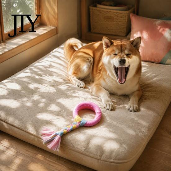 Boredom Buster for Dogs Dog Tug-of-War Toy, Rubber Ring with Braided Cloth Strips, Interactive Safe Non-Toxic Chewing Rings Chew Toy Small to