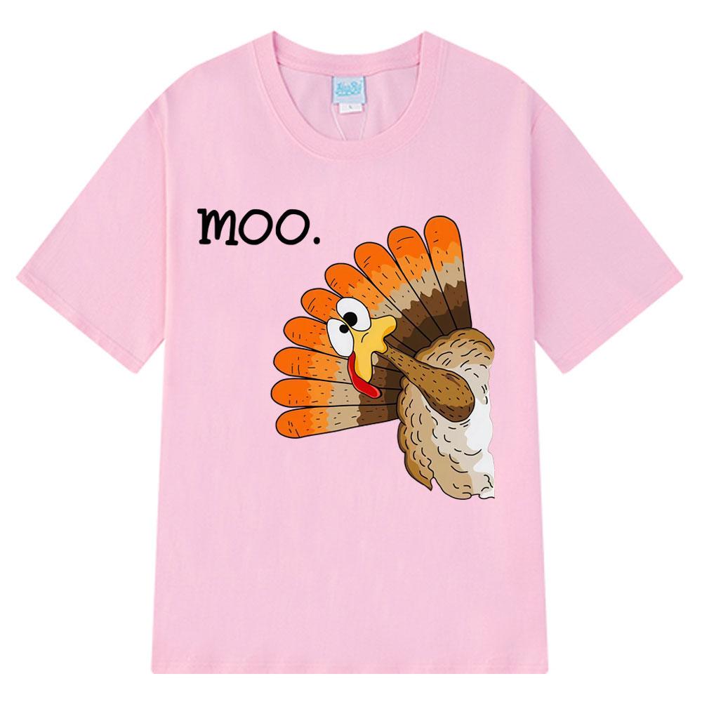 2025 Summer Funny Turkey Moo Funny Meme Tshirt Men Women Harajuku 100 Cotton Hiphop Oversized Streetwear Leisure Tshirts