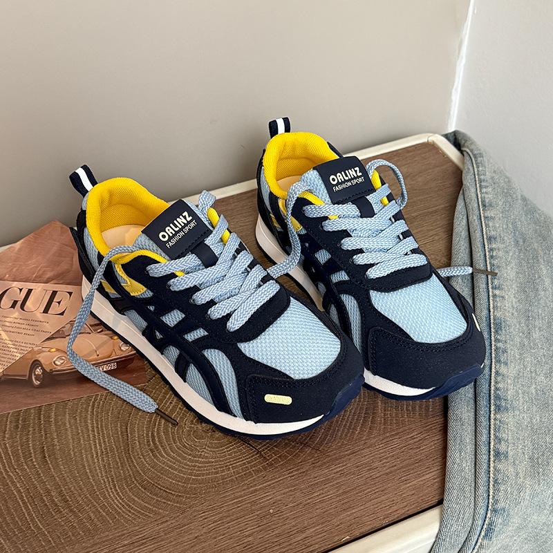 

Retro color matching platform German training shoes ballet 2025 new mesh breathable comfortable light casual Forrest Gump shoes 40 синий