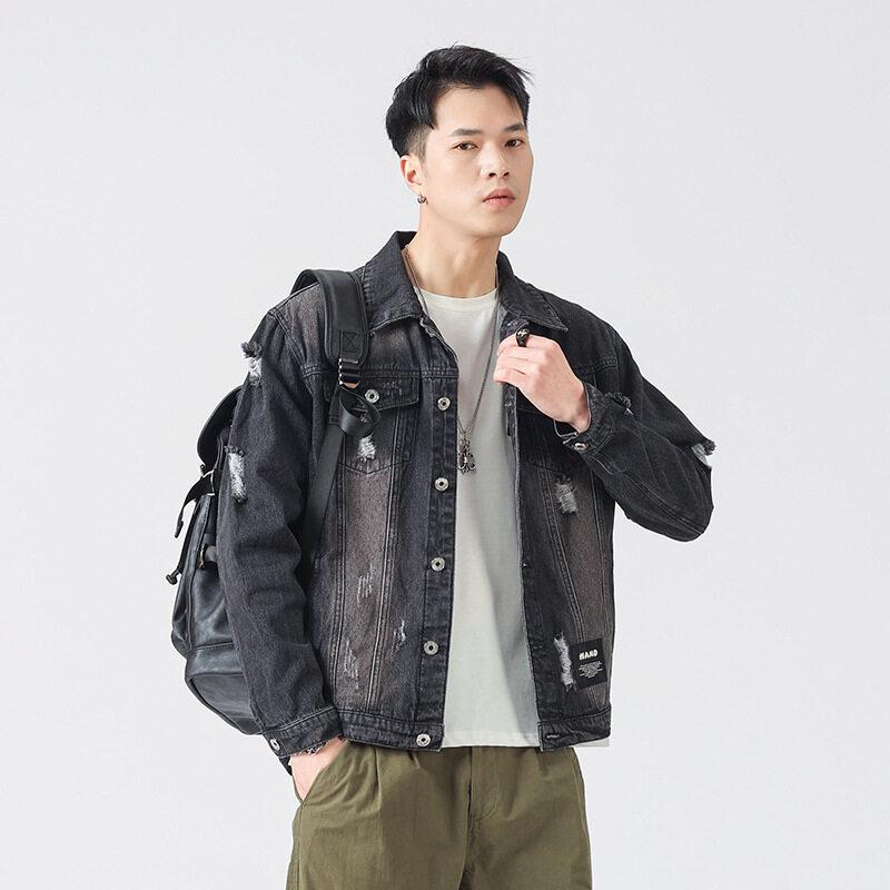 

Модная брендовая мужская джинсовая куртка Ansika, повседневная приталенная куртка, мужская джинсовая куртка, мужская одежда + 002