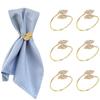 6Pcs/lot Gold Leaves Napkin Ring for Wedding Event Birthday Party Dinner Table Decoration Rhinestone Metal Napkin Buckles Holder