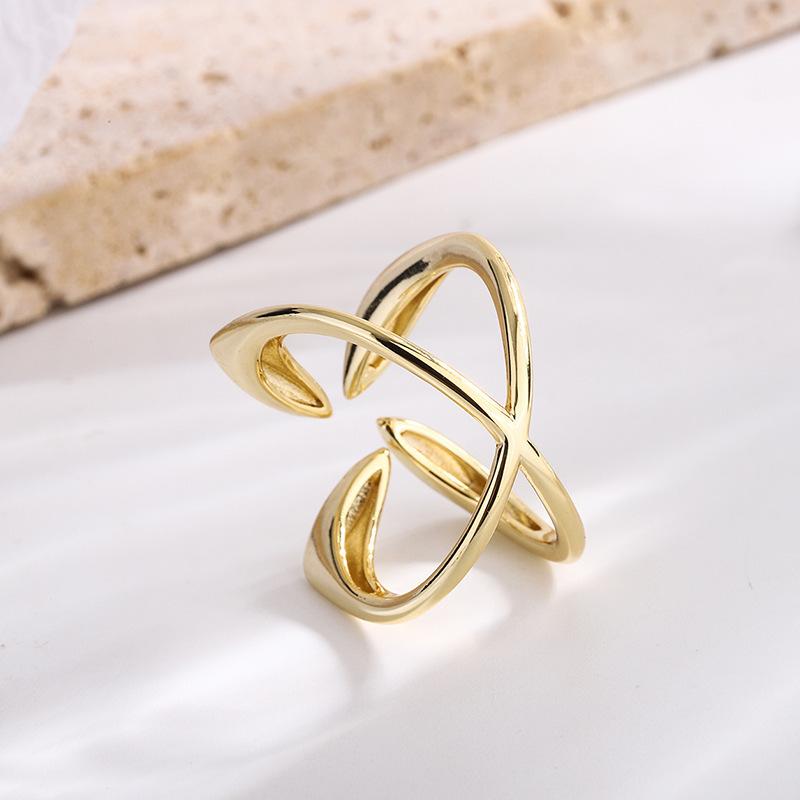 Unique Cross Clover Rings for Women Punk Silver Color Adjustable Cross Flower Ring Geometric Handmade Jewelry Gift