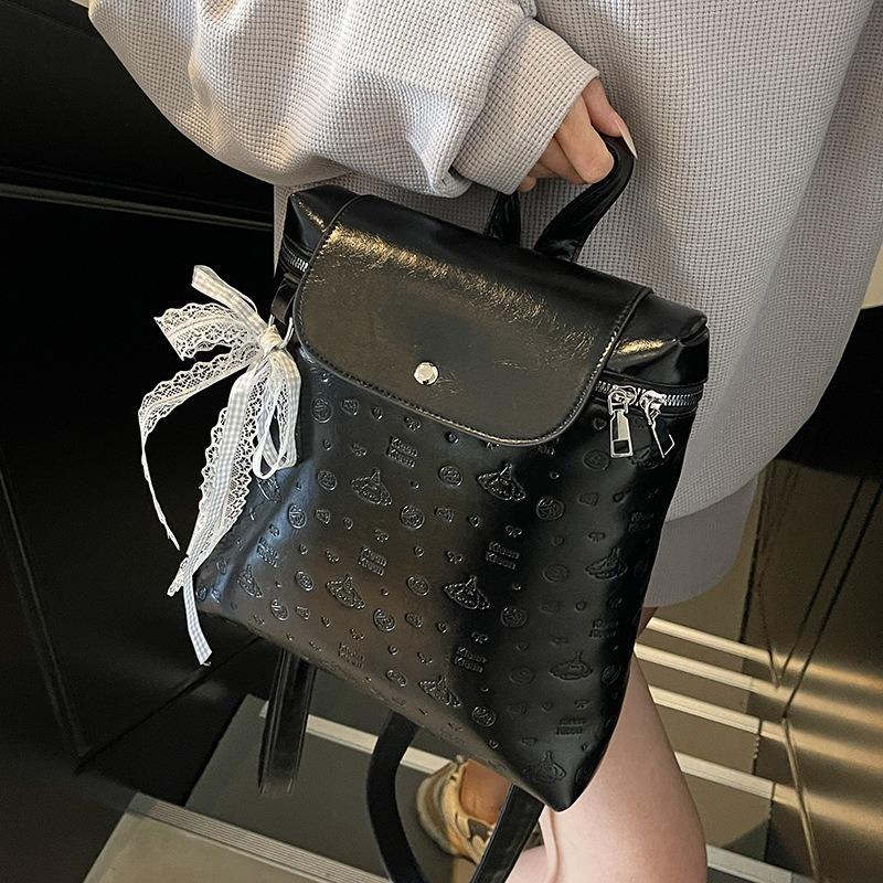 Niche design sweet embossed portable tote bag women's fashion large capacity college backpack