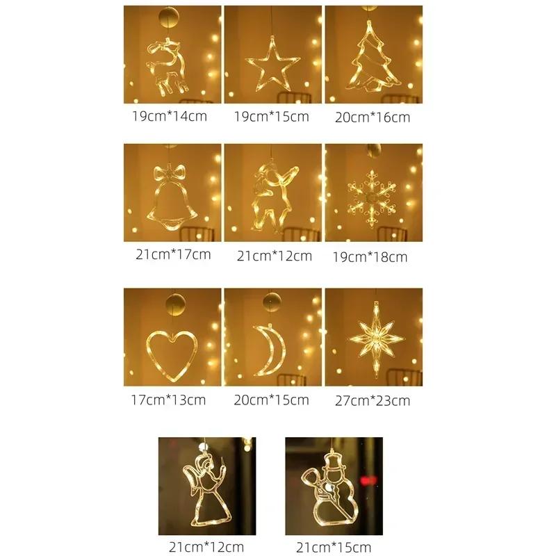 1~7 PCS LED String Light Hanging Ornaments Decoration For Window Home Xmas Navidad New Year Christmas  Lights Angel Pendant
