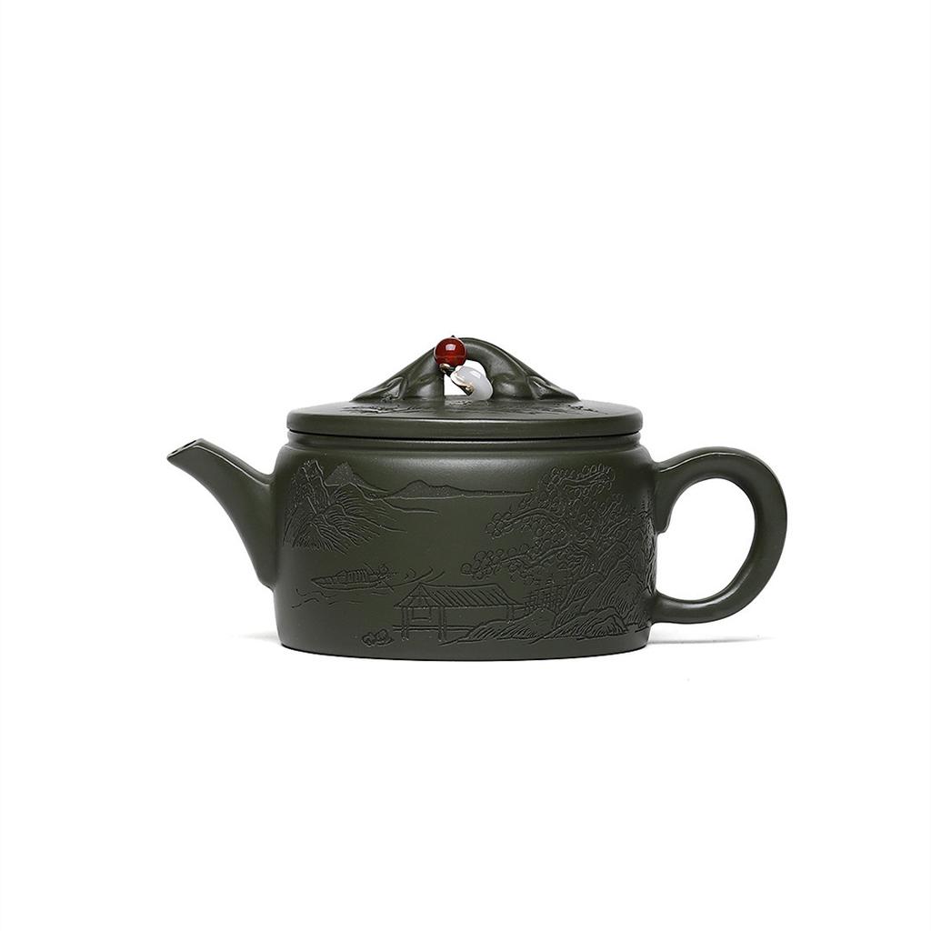 14,7x7,1cm/220cc ručně vyráběná fialová hliněná konvička originální minerální zelené bahno zenová čajová konvička Kung Fu čajový set čínská čajová konvička 10 otvorů