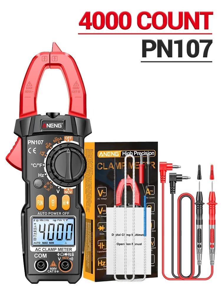 ANENG PN107 PN108 Digital Clamp Meter NCV Induction Ohmmer Tools AC/DC Voltage True RMS Multimeter 600A Current Testers