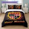 Stoke City FC Custom Name Text Bedding Set 1 Duvet Cover+2 Pillowcases Soccer Logo Personalized Gift For Special Occasion Bedroom Decor