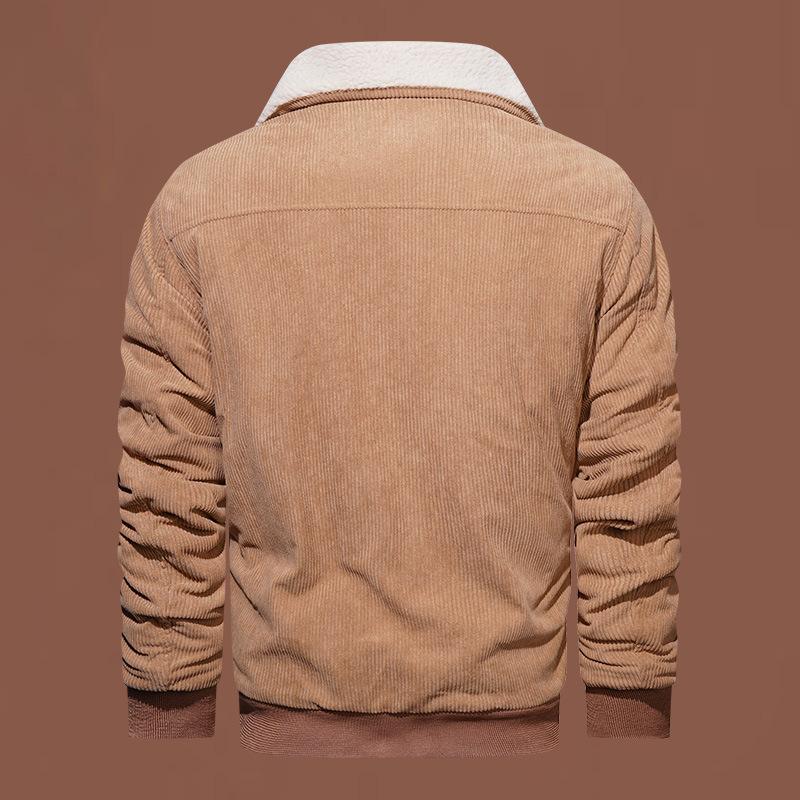 Spring and Autumn Winter Clothes Fleece Thickened Cotton-padded Clothes Men's Middle-aged Loose Casual Tooling Multi-pocket Corduroy Jacket