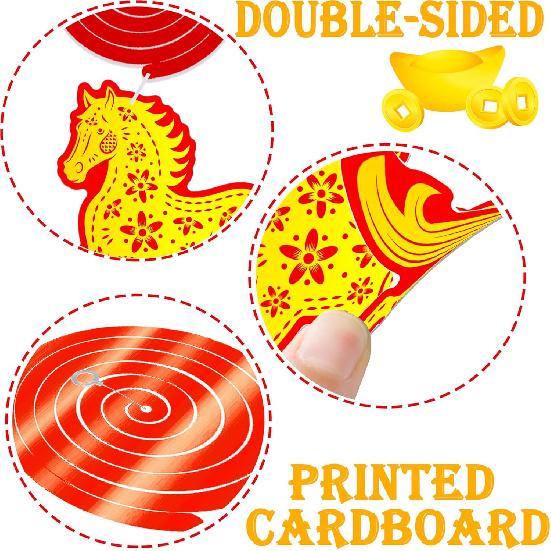 Happy Chinese New Year Hanging Swirls 2026 Chinese New Year Party Decoration Year of The Horse Themed Ceiling Swirls Spring Festival Hanging