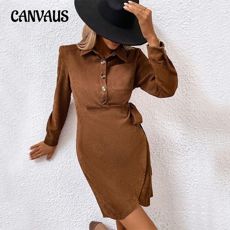 Autumn and Winter Women's Dress Corduroy Temperament Elegant Dresses