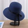 Cappello Estivo da Donna in Paglia Cappello da Sole alla Moda Marca Moda Fiocco Cappello da Sole Pieghevole Copri Viso Solare Cappello a Bordo Largo