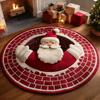 16inches Christmas 3D Rugs Round Rugs Non-Slip Xmas Optical Illusion Rug Carpet Soft Mat
