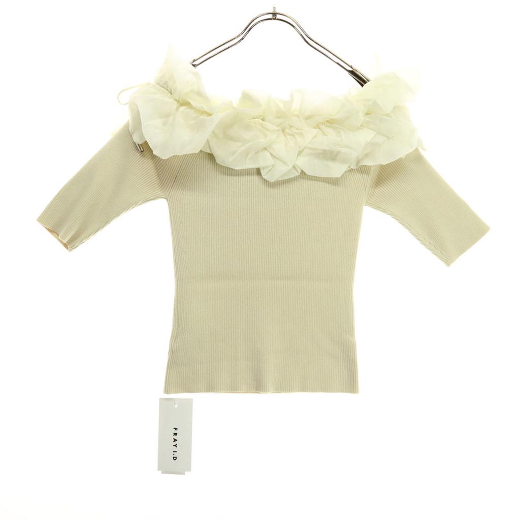 Unused FRAY I.D Short Sleeve Twisted Color Combination Off-the-Shoulder Pullover Knit Women Used