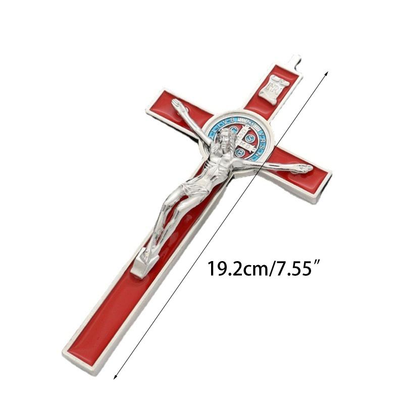 Pendentif Croix Suspendue en Métal Jésus Crucifix Ornement Catholique Artisanat pour Maison Église Chambre Décoration de Voiture Méditation