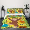 Festive Christmas Gift Curious George Quilt Cover Set, Twin Size 3-Piece, Duvet Cover, Lightweight Bedding for Holiday Gifting Birthday.