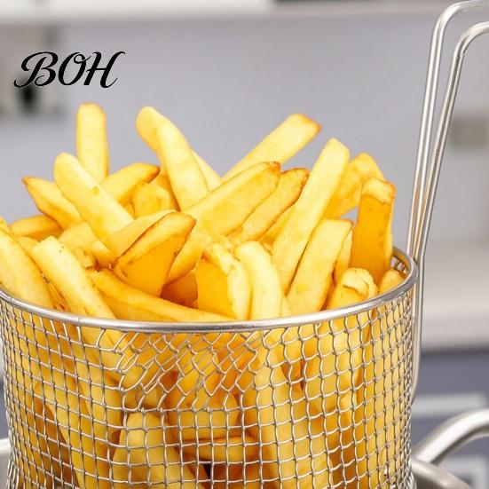 Multi Use Kitchen Frying Basket Stainless Steel Basket, with Handle, Heat Resistant Mesh Strainer, Durable Portable Deep Fryer Tool, for Chips