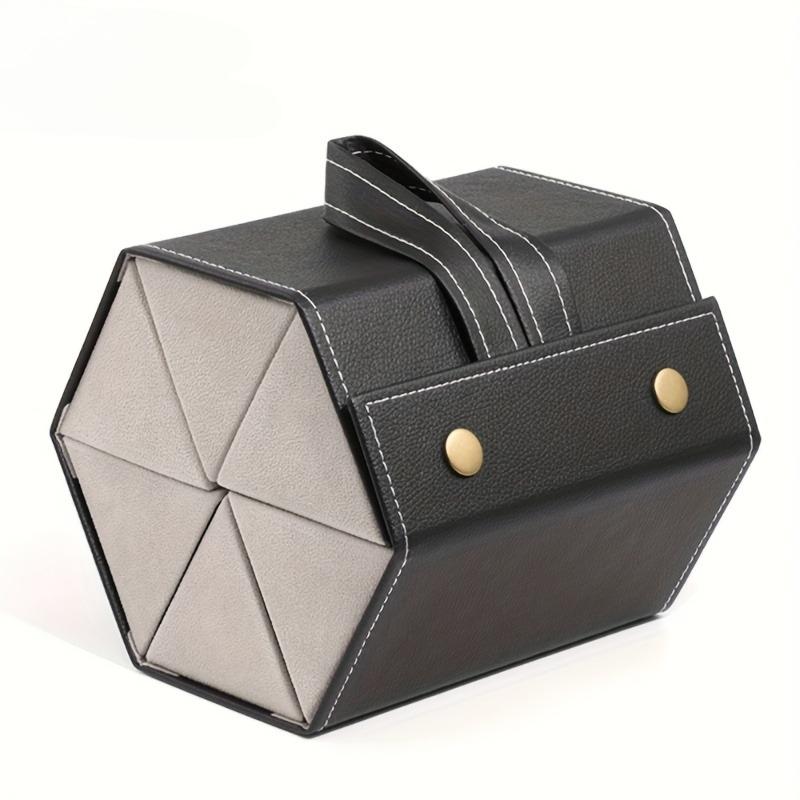 1pc 5-Slot Glasses Storage Box,Foldable Portable Organizer with Soft Cushioned Compartments,Durable Synthetic Faux Leather