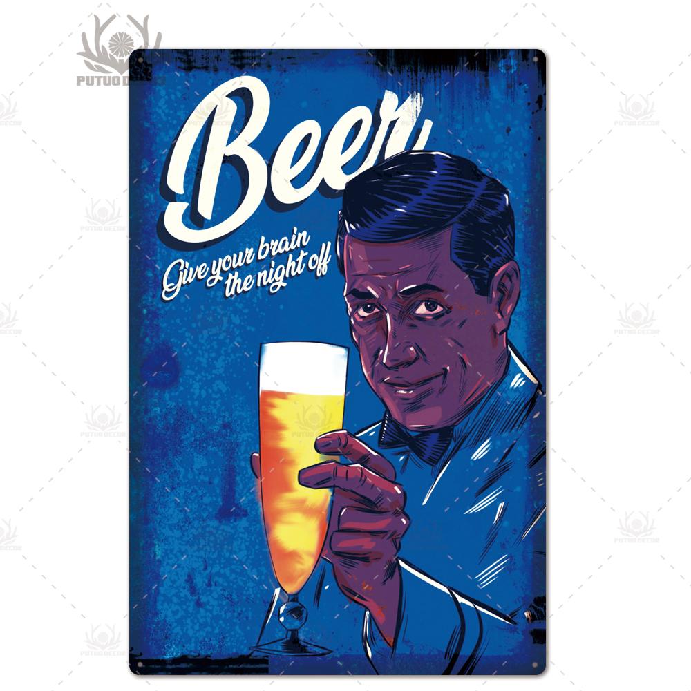 Putuo Decor Lustiges Bier Blechschild Plakette Metallschild Vintage Poster Wanddeko für Bar Pub Club Man Cave Retro Kunst Dekorativ