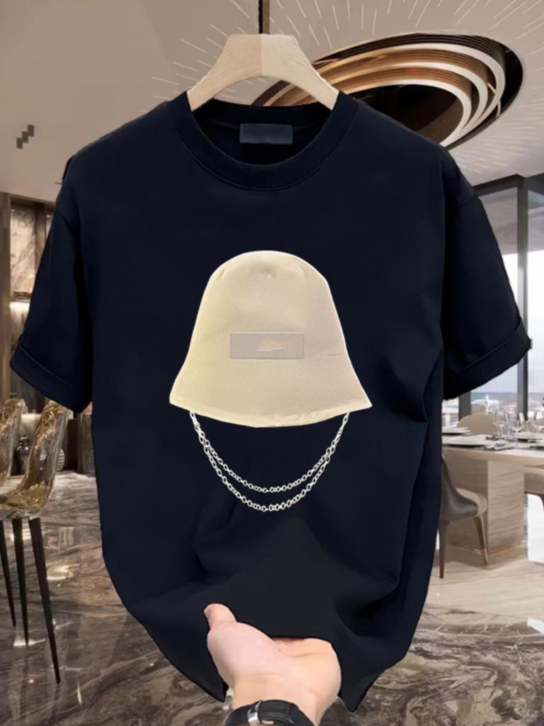 Fashion Hat 3D Print Short Sleeve Men's T-shirt 2025 New Summer Men's Clothes Trendy Casual Loose Top
