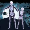 Unisex Parent-child Skeleton Man Costume Jumpsuit With Spooky Mask For Halloween Fun