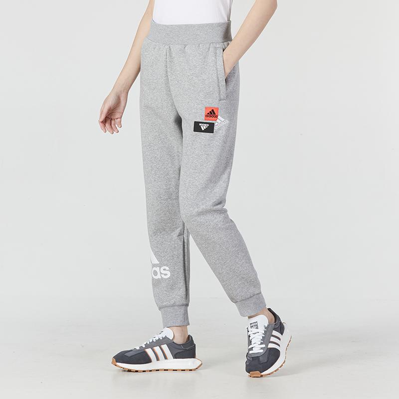 Adidas Logo Casual Cuffed Sports Pants Women Bottoms Gray HM5302
