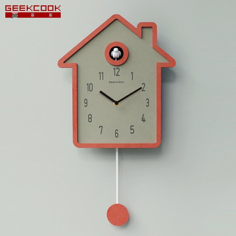 

Nordic Cuckoo Clock: Wheat Field II Colorful Hourly Chime Wall Clock красный