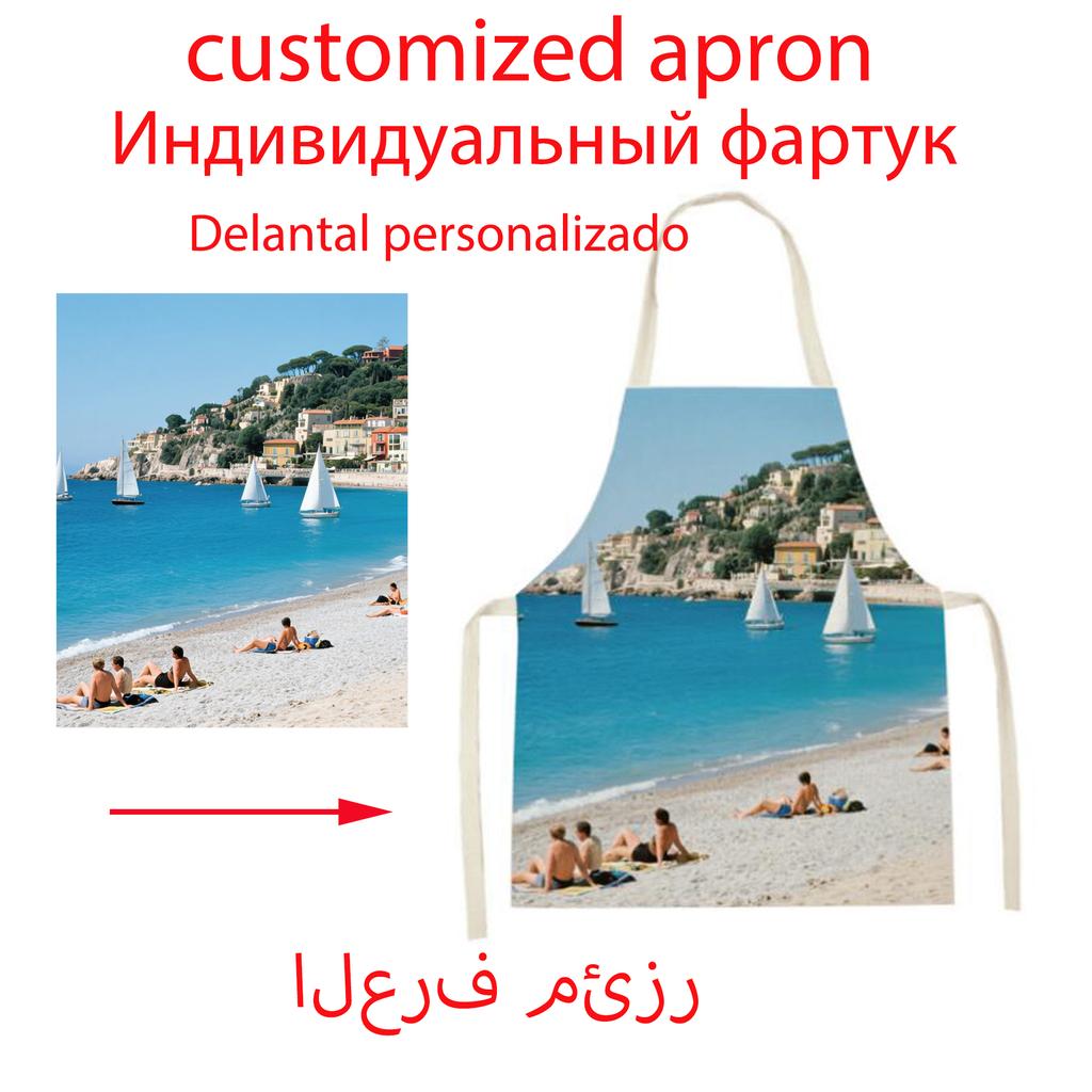 Customized Photo image Aprons Kitchen Linen Apron for Man Woman Any DIY Design Baking Cooking Apron Adult Kids Aprons