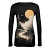 Womens Long Sleeve Halloween Print Fitted Crew Neck Base Layer T Shirt Slim Fit Stretchy Top for Casual Wear