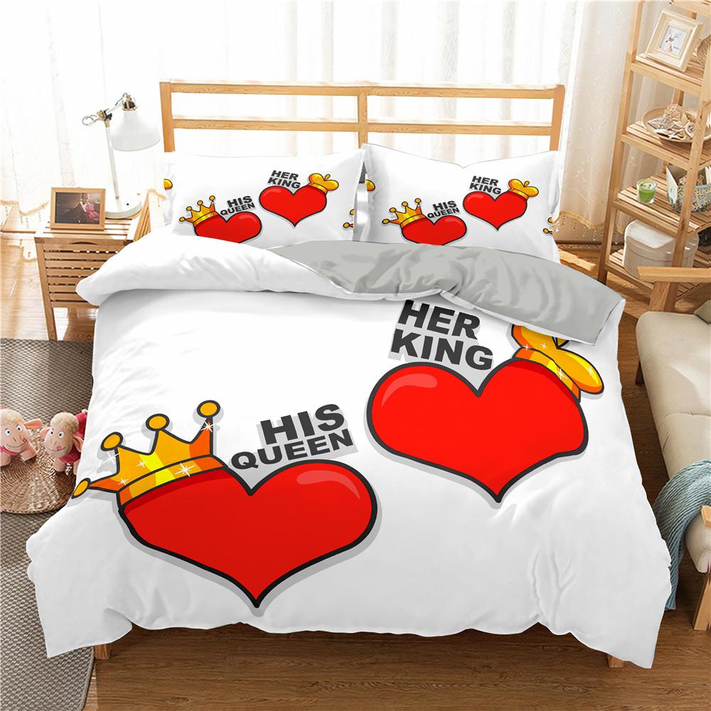 Lover Couples King Queen Duvet Cover Black And White Printed Bedding Set For Adults Valentine's Day Bedroom Decor Quilt Cover