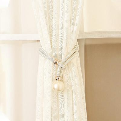 2Pcs Curtain Straps No Tools Needed Easy Operation Curtain Tiebacks Decorative Holdbacks Imitation Pearl Curtain Hooks
