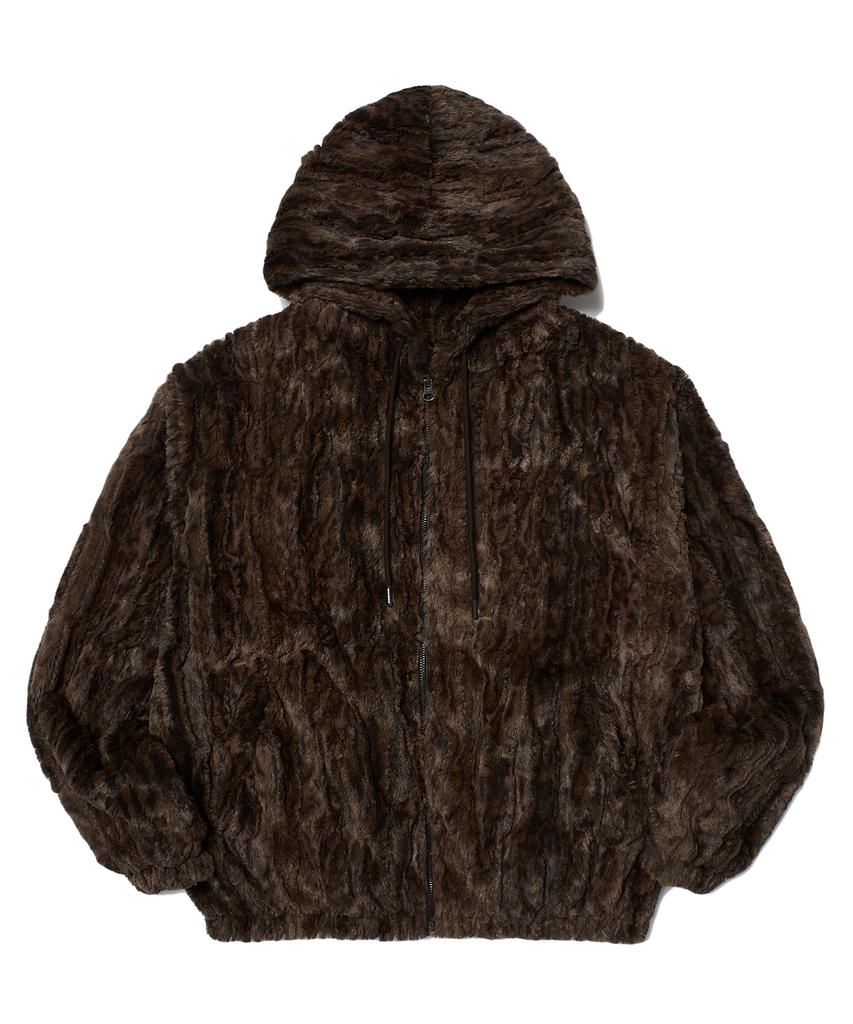 Wkndrs Faux Fur Zipup Hoodie (Brown)
