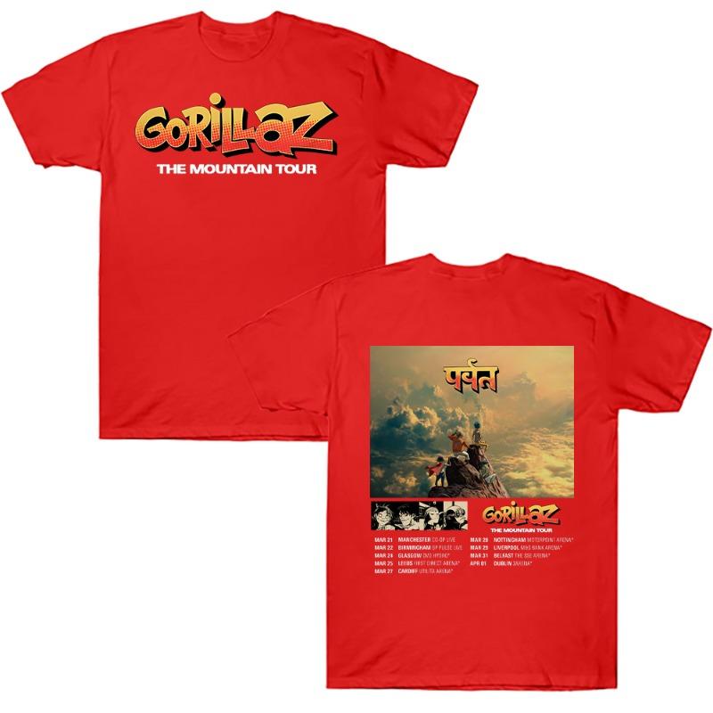 New Cotton Tshirts Gorillazs The Mountain Tour Tshirt Street Music Band Punk Rock Tee Unisex Summer High Quality Casual Clothes