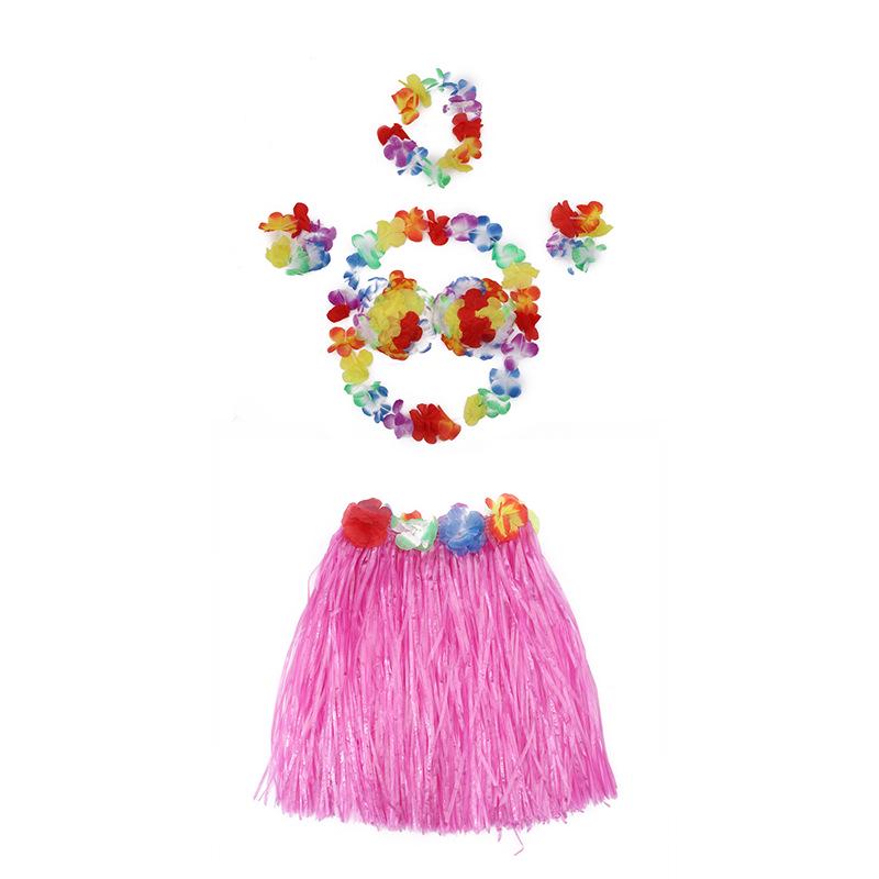 Children's Hawaiian Grass Skirt Costume Set - 6 Pieces, 40cm