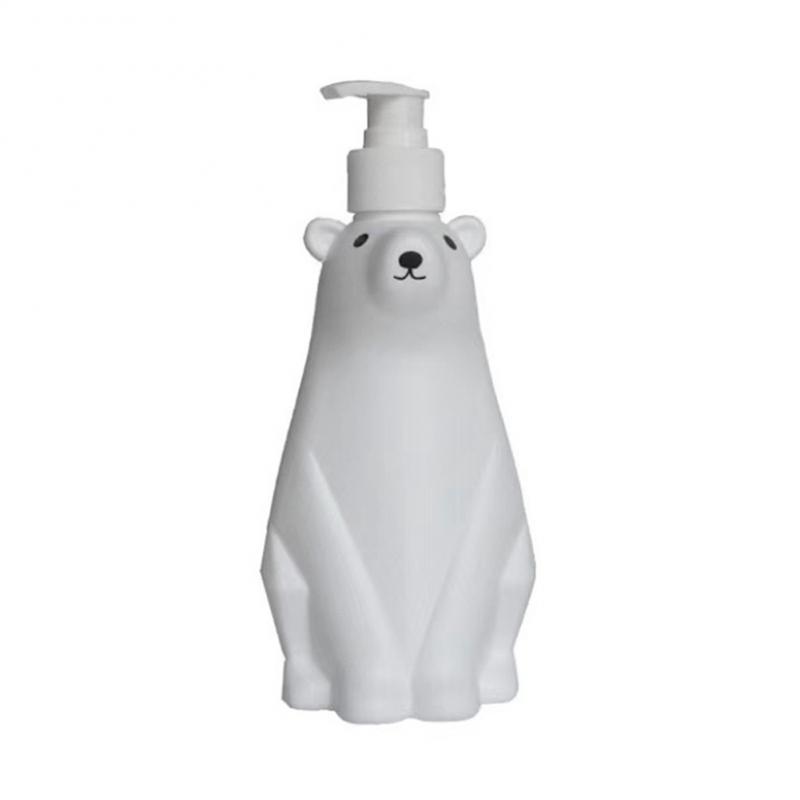 Bathroom Lotion Dispensers 450ml Cute White Polar Bear Soap Dispenser Pump Bottle Refillable Shampoo/Hand Sanitizer Dispenser