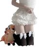 Slim Black Silk Sweet Cute Sexy Knee Socks High Thigh Socks Lolita Bow JK Stockings Women