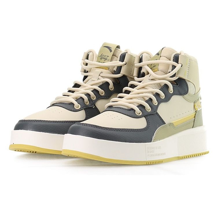Anta Толстая подошва высокие кроссовки для скейтбординга мужские кроссовки бежево-серые — фото 3