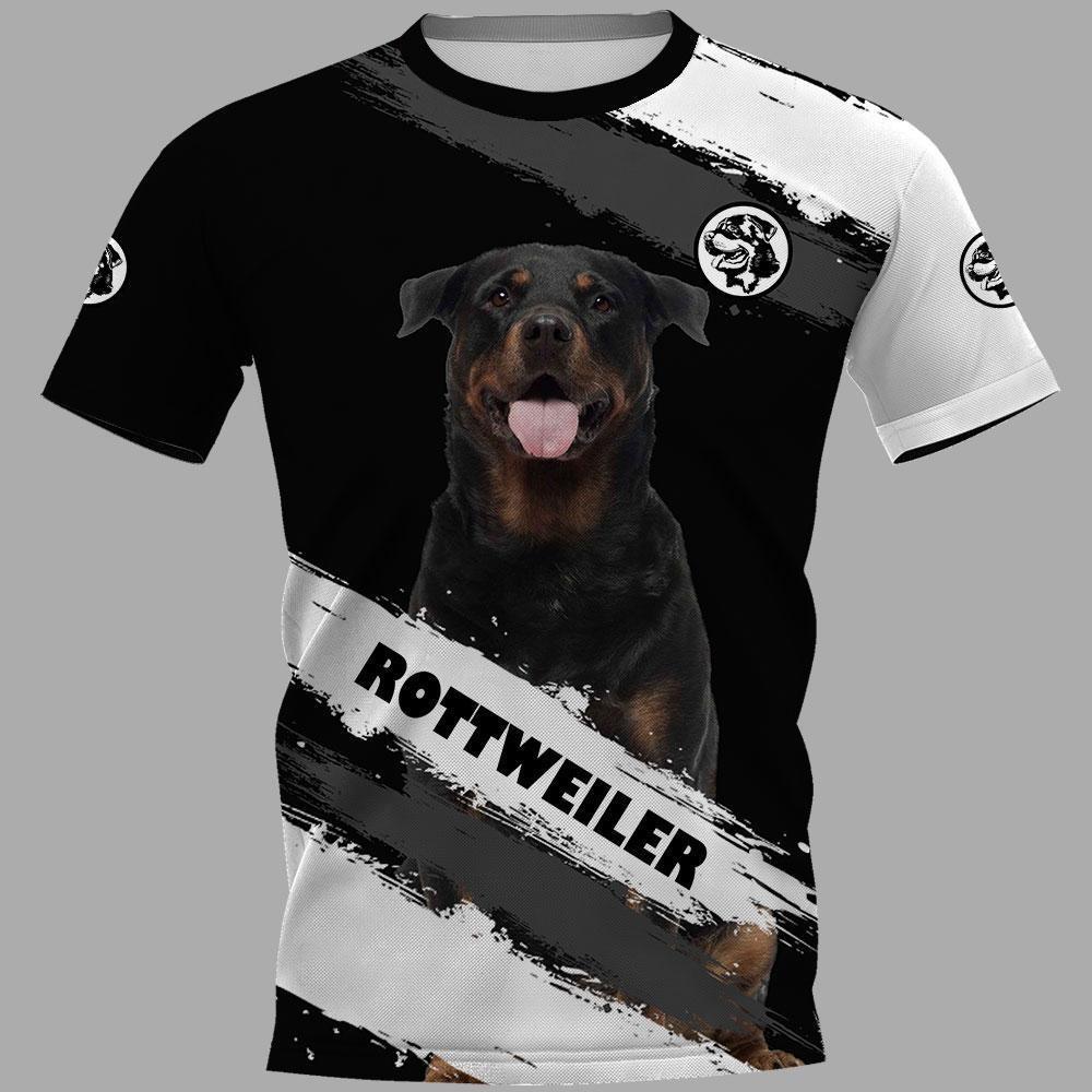 Sommer Rundhals 3D Hundeaufdruck Top Modische Lässige Kurzarm Herren T-Shirts