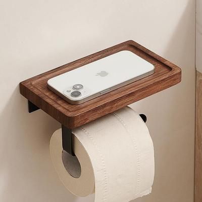 Badezimmer-Taschentuch- und Toilettenpapierhalter aus massivem Nussbaumholz