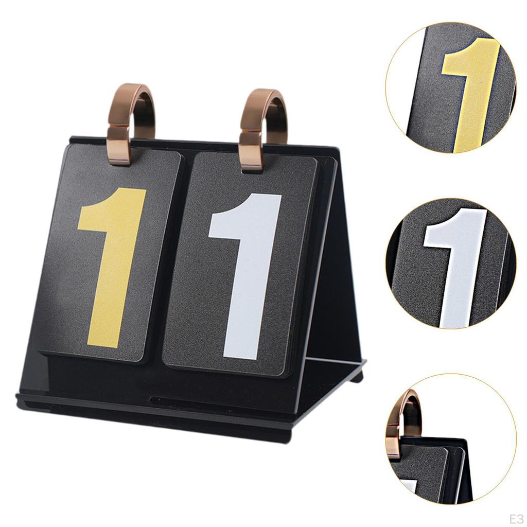Cartón Juego de Cartas Marcador Número Flip Marcador de Puntos Escritorio Compacto Acrílico Manual Números Grandes