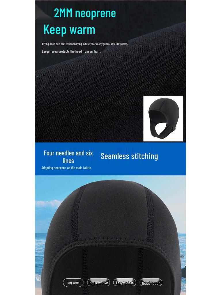 Spot 2MM Quick-Dry Swim Cap: Soft, Warm Nylon Hood for Swimming, Surfing, and Diving with Sunscreen Protection