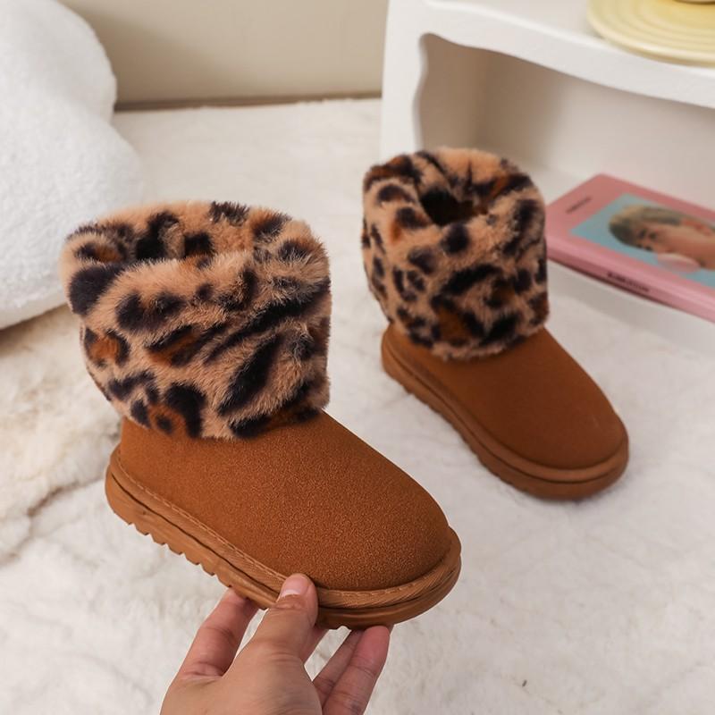 

Обувь для девочек 2024 зима Высокое качество Большой размер Мода Короткий плюш Повседневные детские Высокое качество Круглый носок Зимние ботинки ботинки для девочки 36-Insole22cm коричневый